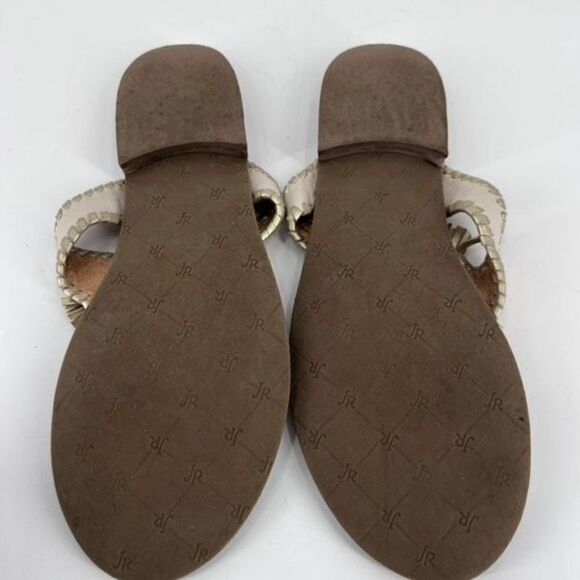 Jack Rogers Alana Sandal in Bone and Gold 8.5 leather goldtone tassels flip flop - Picture 3 of 6